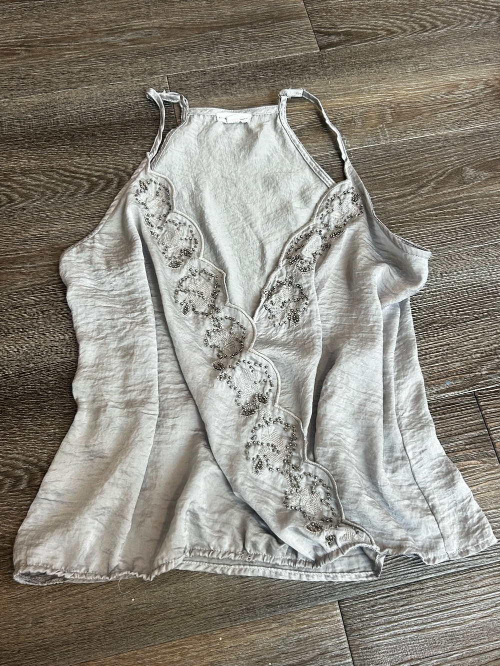 love on a hanger Light Gray/Silver Embroidered tank top